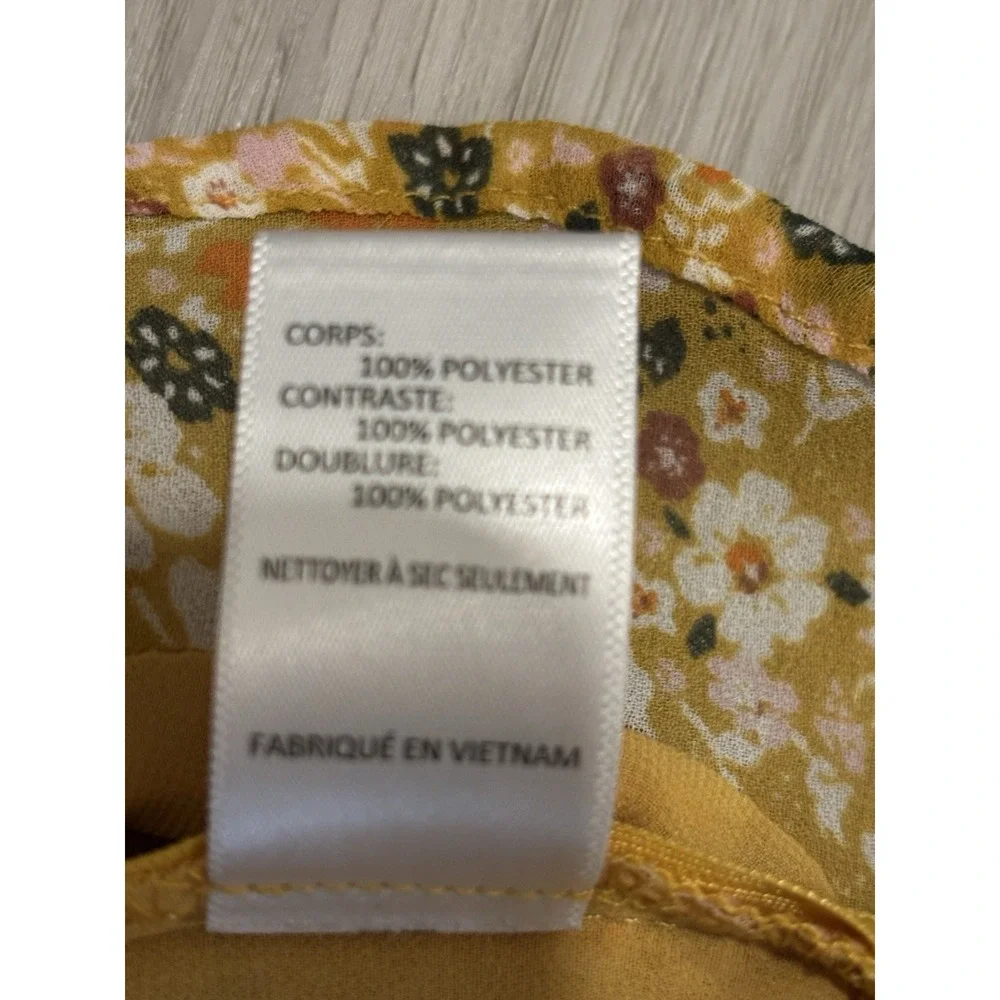 Astr Yellow Floral Ruched Blouse Size Small